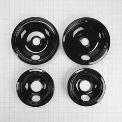 Range Electric/Cooktop 4-Pack Round Drip Bowls (Two 6-IN and Two 8-IN) - Black for Non-Hinged, 2-Wire Plug Cooking Elements
