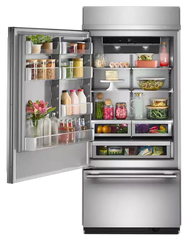 20.8 Cu. Ft. 36-Inch Built-In Bottom Mount Refrigerator with Left Door Swing and Signature Platinum Interior in PrintShield® Finish