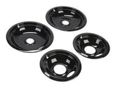 Range Electric/Cooktop 4-Pack Round Drip Bowls (Two 6-IN and Two 8-IN) - Black for Non-Hinged, 2-Wire Plug Cooking Elements