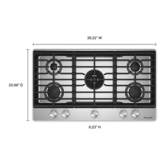 KitchenAid® 36 in. Gas Cooktop with 5 Burners and Integrated Wok Grate