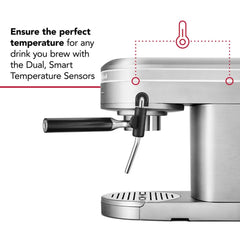 Metal Semi-Automatic Espresso Machine with Free Automatic Milk Frother Attachment Bundle