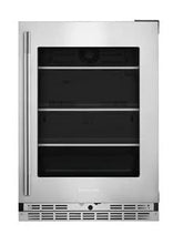 24" Undercounter Refrigerator with Glass Door and Shelves with Metallic Accents