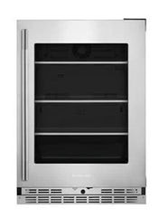 24" Undercounter Refrigerator with Glass Door and Shelves with Metallic Accents