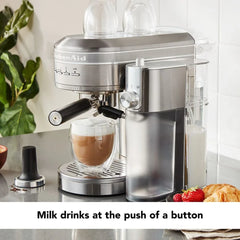 Metal Semi-Automatic Espresso Machine with Free Automatic Milk Frother Attachment Bundle