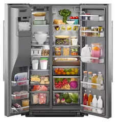 20.8 Cu. Ft. Counter-Depth Side-by-Side Refrigerator with Exterior Ice and Water Dispenser and Removable Under-Shelf Wine Rack