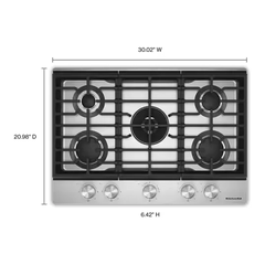 KitchenAid® 30 in. Gas Cooktop with 5 Burners and Integrated Wok Grate