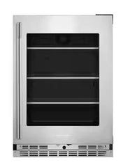 24" Undercounter Refrigerator with Glass Door and Shelves with Metallic Accents