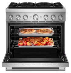 36-Inch 6 Burner Commercial-Style Dual Fuel Range with No Preheat Air Fry Mode