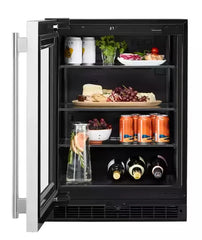 5.2 Cu. Ft. 24-Inch Undercounter Refrigerator with Glass Door and Motion-Activated LED Lighting in Stainless Steel