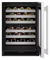24-Inch Undercounter Wine Cellar with 46-Bottle Capacity and Metal-Front Racks in Stainless Steel