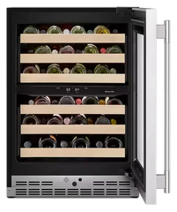 24-Inch Undercounter Wine Cellar with 46-Bottle Capacity and Wood-Front Racks in Stainless Steel with PrintShield® Finish