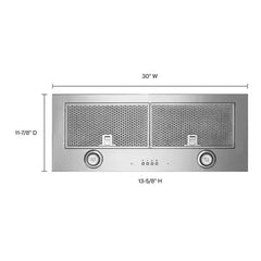 30" 400 CFM Motor Class Custom Hood Liner