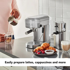 Metal Semi-Automatic Espresso Machine with Free Automatic Milk Frother Attachment Bundle