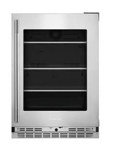 24" Undercounter Refrigerator with Glass Door and Shelves with Metallic Accents