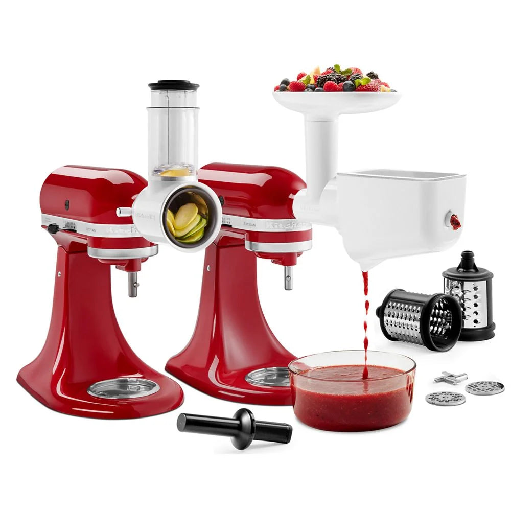 Food Grinder + Vegetable/Fruit Strainer + Fresh Prep Slicer/Shredder Stand Mixer Attachment Pack